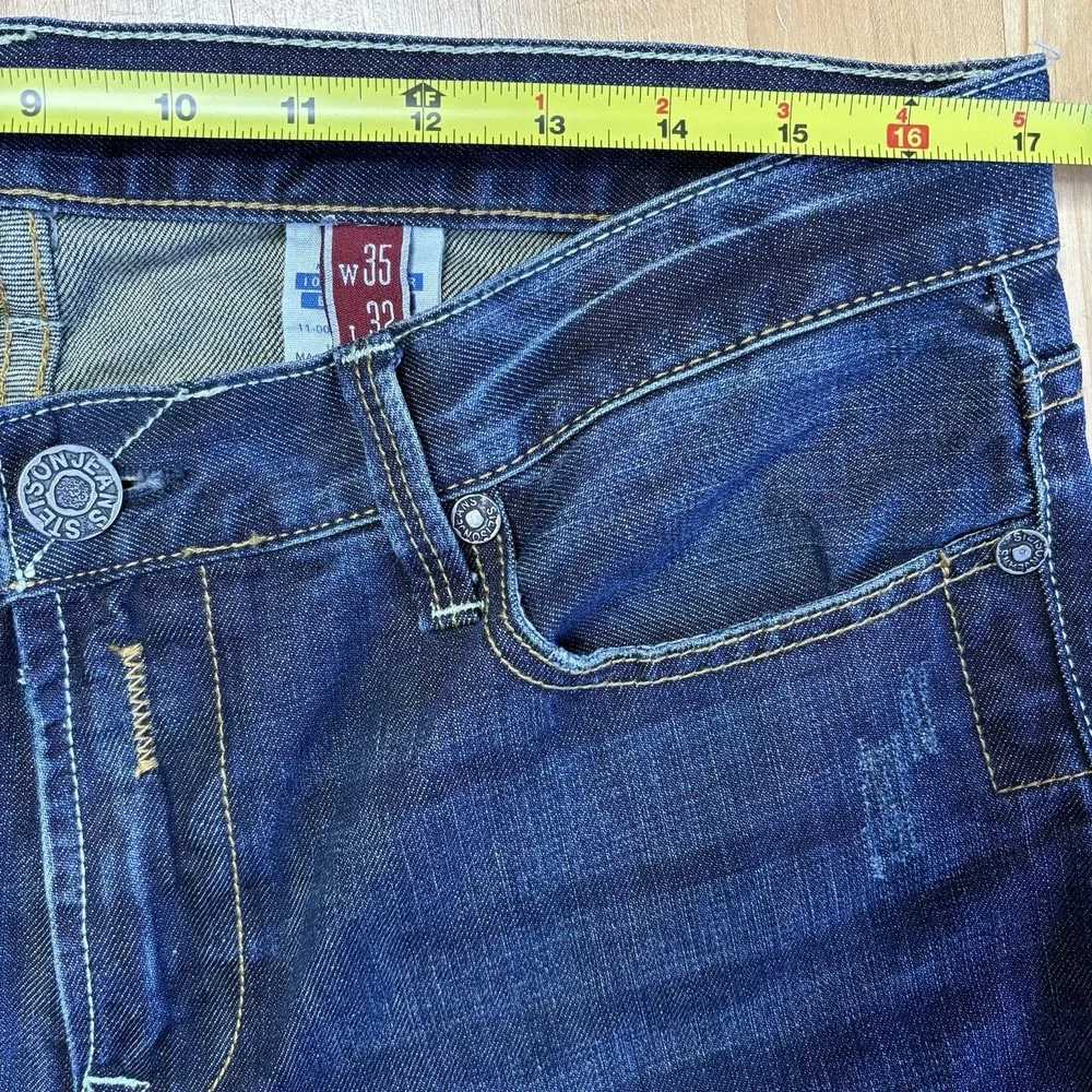 John B Stetson Jeans Mens 35x32 1014 Rocker Bootleg Cowby Western Blue‎ Denim